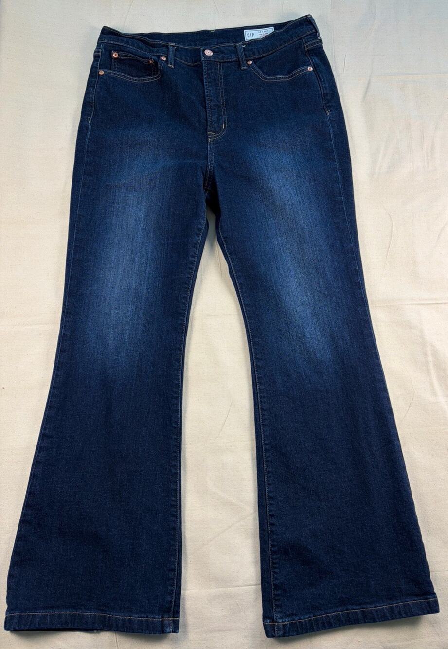 Gap Women’s 32/14R ’70s Flare Jeans High Rise Dark Wash Stretch Bell Bottom